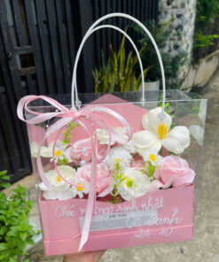 Hộp hoa sáp mix hoa hồng vũ nữ 4 lớp